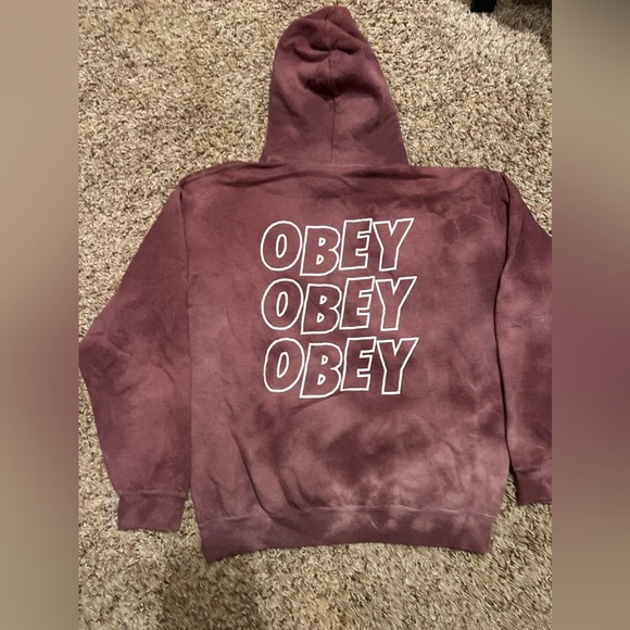 Maroon Tie-Dye Obey Hoodie - Picture 2 of 2